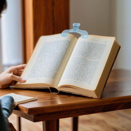 2 Pack Transparent Cookbook & Music Book Page Holders - Hands-Free Reading Clips - Blue Book Stand Accessories.
