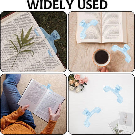 2 Pack Transparent Cookbook & Music Book Page Holders - Hands-Free Reading Clips - Blue Book Stand Accessories.