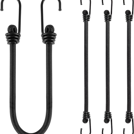 4 Pack Heavy Duty Elastic Luggage Straps with Hooks 30cm 12inch for Camping Hiking Car Bike Motorcycle.