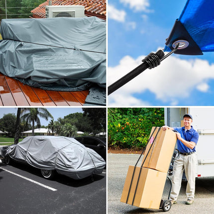 4 Pack Heavy Duty Elastic Luggage Straps with Hooks 30cm 12inch for Camping Hiking Car Bike Motorcycle.