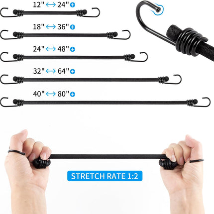 4 Pack Heavy Duty Elastic Luggage Straps with Hooks 30cm 12inch for Camping Hiking Car Bike Motorcycle.
