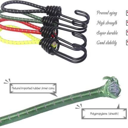 8 Pack DIY Anti-Scratch Hooks with Reflective Cord for 8mm Elastic & Bungee Cord - Ideal for Camping Trailer Bicycle.