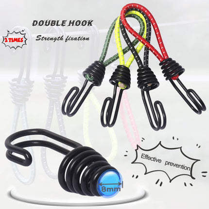 8 Pack DIY Anti-Scratch Hooks with Reflective Cord for 8mm Elastic & Bungee Cord - Ideal for Camping Trailer Bicycle.