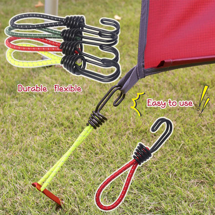 8 Pack DIY Anti-Scratch Hooks with Reflective Cord for 8mm Elastic & Bungee Cord - Ideal for Camping Trailer Bicycle.