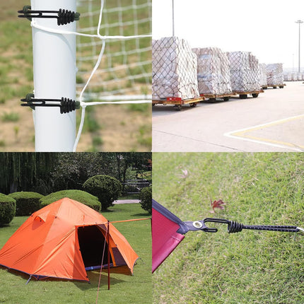 8 Pack DIY Anti-Scratch Hooks with Reflective Cord for 8mm Elastic & Bungee Cord - Ideal for Camping Trailer Bicycle.