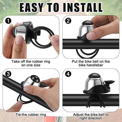 2 Pack Bicycle Bell - Compact & Loud - Mini Bike Bell for Road Bike Mountain Bike E-Bike - Silver.