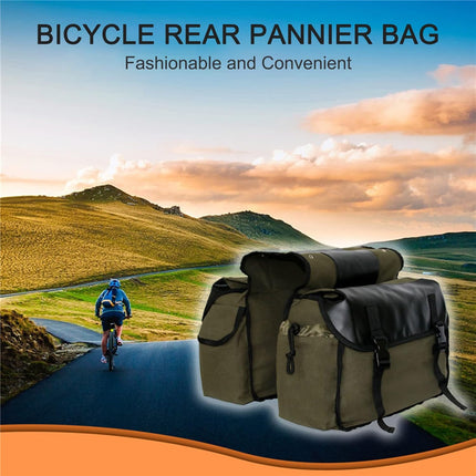 Vintage Double Bicycle Panniers Large Water-Resistant Canvas Bike Bags for E-bike & City Bike Black Set of 1.