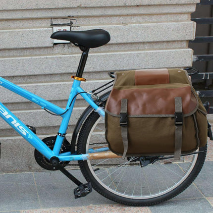 Vintage Double Bicycle Panniers Large Water-Resistant Canvas Bike Bags for E-bike & City Bike Black Set of 1.