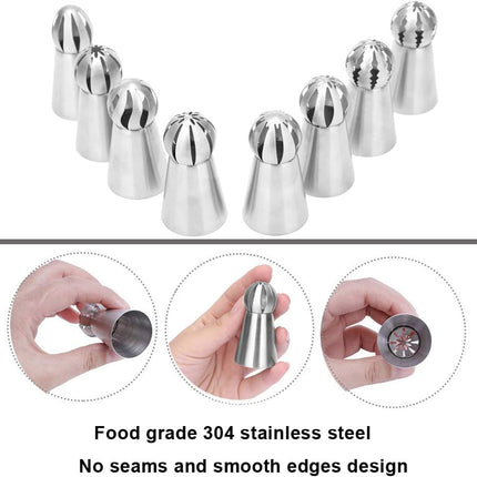 8-Piece Piping Nozzles Set for Cake Cupcake Cookies - Flower Decoration Tools.