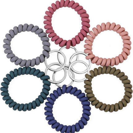 6 Pack Spiral Wristbands Adjustable Waterproof for Sports.