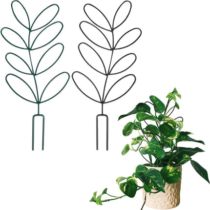 Plant Support Metal Leaf Shaped Plant Climbing Trellis 32x13 cm 2 Pack for Potted Plants.