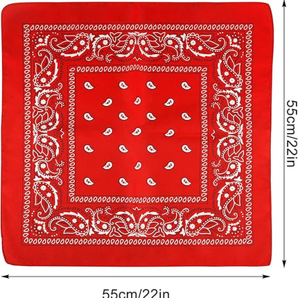 10 Pack Red Paisley Bandanas 55x55cm Polyester Headband Scarf Tie Accessories.