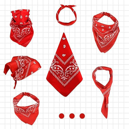 10 Pack Red Paisley Bandanas 55x55cm Polyester Headband Scarf Tie Accessories.