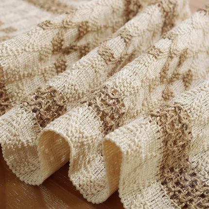 Boho Style Cotton Linen Table Runner 30x180cm Brush Design Durable Brown.