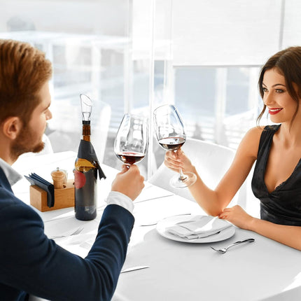 6 Piece Black Wine Pourers with Conical Silicone Stopper Silicone Seal and Aeration Function.