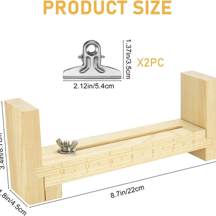Adjustable Wooden Bracelet Weaving Frame with Double Scale 2 Clamps for DIY Bracelet Belt Keychain Making.