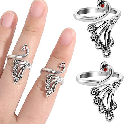2 Pack Adjustable Yarn Guides for Crocheting & Knitting - Finger Ring Holders - Silver.