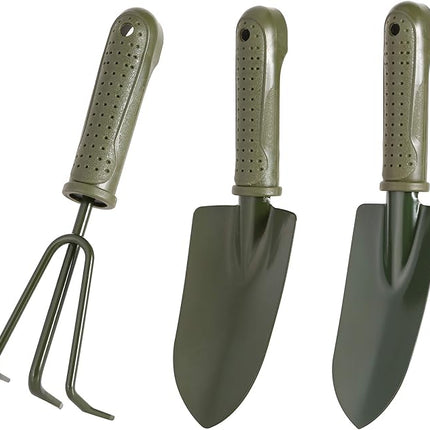3-Piece Garden Tool Set - Carbon Steel - Ergonomic Handles - Garden Tools for Planting and Soil Cultivation.