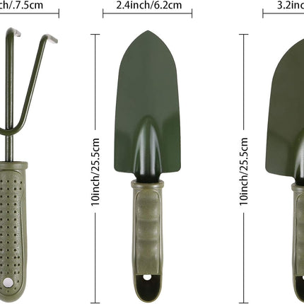 3-Piece Garden Tool Set - Carbon Steel - Ergonomic Handles - Garden Tools for Planting and Soil Cultivation.