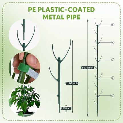 10 Pack Stackable Plant Support Stakes for Monstera - Includes 20m Binding Wire & Velcro - Climbing Plant Support Green.