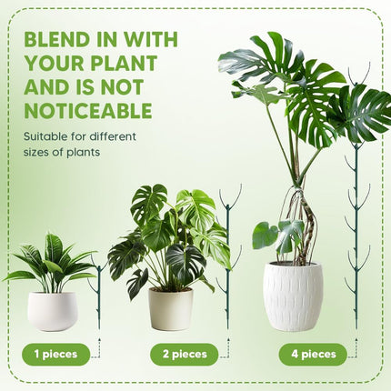 10 Pack Stackable Plant Support Stakes for Monstera - Includes 20m Binding Wire & Velcro - Climbing Plant Support Green.