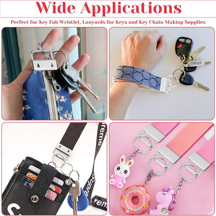 50 Pack 25mm Metal Keychain with Ring & Pliers - DIY Keychain Making Kit - Silver.