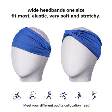 6 Pack Women's Sports Headbands Sweat Absorbent Elastic with Hair Ties for Yoga Fitness.