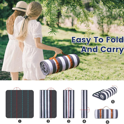 200x200cm Picnic Blanket Waterproof Sandproof Foldable for 6-8 People 3 Layers Ideal for Beach Park Camping.
