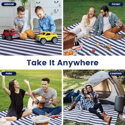 200x200cm Picnic Blanket Waterproof Sandproof Foldable for 6-8 People 3 Layers Ideal for Beach Park Camping.