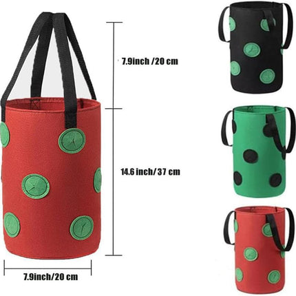 3 Pack Hanging Strawberry Planter Bags with 12 Holes Reusable Felt Grow Bags for Vegetables Herbs Flowers Ideal for Garden Balcony 20x37cm.