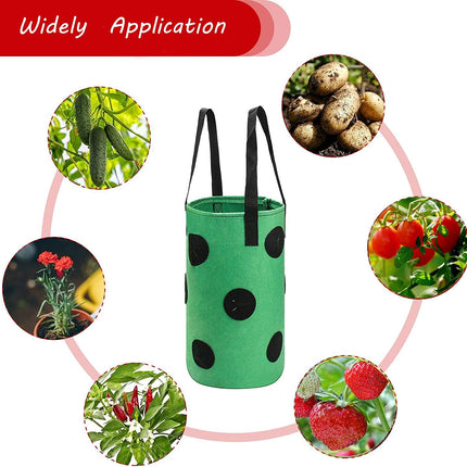 3 Pack Hanging Strawberry Planter Bags with 12 Holes Reusable Felt Grow Bags for Vegetables Herbs Flowers Ideal for Garden Balcony 20x37cm.
