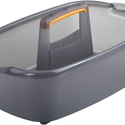 Multi-functional Storage Box with Handle 39x25x19cm Grey - Bathroom Kitchen Office Organiser Basket for Cleaning Supplies.
