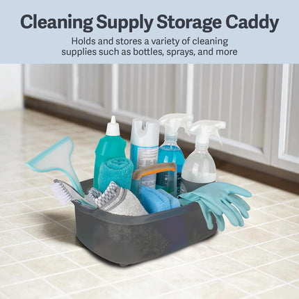 Multi-functional Storage Box with Handle 39x25x19cm Grey - Bathroom Kitchen Office Organiser Basket for Cleaning Supplies.