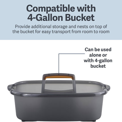Multi-functional Storage Box with Handle 39x25x19cm Grey - Bathroom Kitchen Office Organiser Basket for Cleaning Supplies.