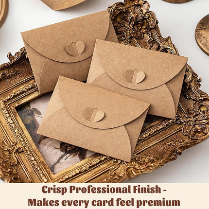 10 Pack Brown Kraft Paper Envelopes with Heart Closure 10.5x7 cm.