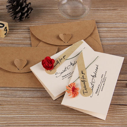 10 Pack Brown Kraft Paper Envelopes with Heart Closure 10.5x7 cm.