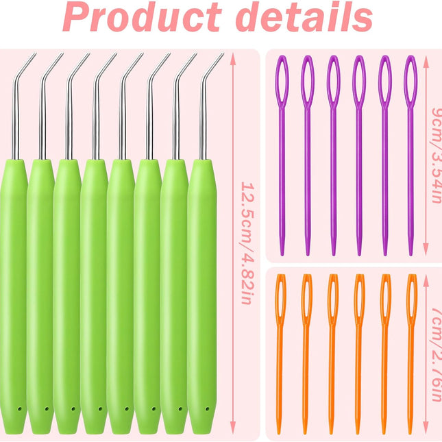 20 Piece Crochet Hook Set with Rubber Handles and Stitch Markers Ergonomic Knitting Tools for Blankets Scarves Gloves.