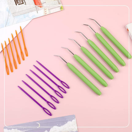 20 Piece Crochet Hook Set with Rubber Handles and Stitch Markers Ergonomic Knitting Tools for Blankets Scarves Gloves.