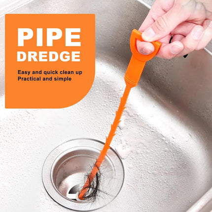 4 Pack Orange Drain Unblocker Flexible Reusable Hooks for Kitchen Bathroom Toilet Sink.