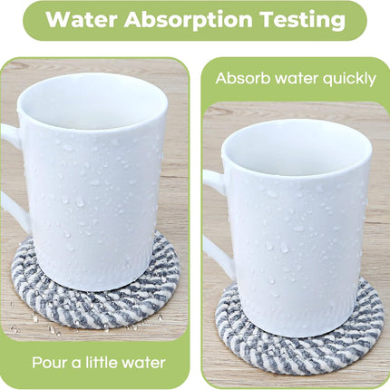8-Piece Glass Coasters Set with Metal Holder 4 Colors Handmade Cotton Linen Heat Resistant Absorbent Kitchen Dining Table Gift.