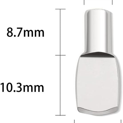 60 Silver 5mm Metal Spatula-Shaped Cabinet Support Pins for Kitchen and Wardrobe Shelves.