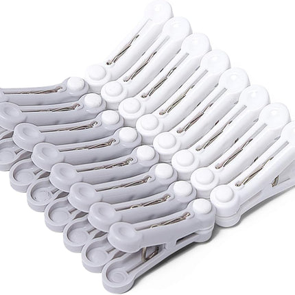 White and Grey Plastic Clothes Pegs - Multi-functional Small Clothespins for Clothing Bedding Socks Towels.