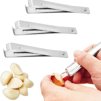 3-Piece Stainless Steel Garlic Peelers - Easy Garlic Skin Removal - Prevents Garlic Odor on Hands.