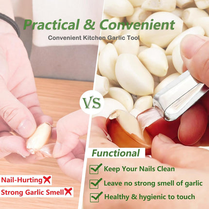 3-Piece Stainless Steel Garlic Peelers - Easy Garlic Skin Removal - Prevents Garlic Odor on Hands.