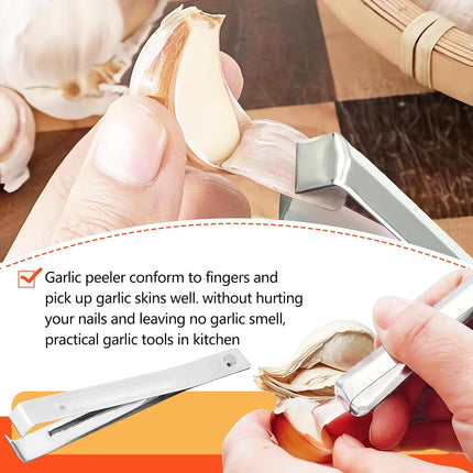 3-Piece Stainless Steel Garlic Peelers - Easy Garlic Skin Removal - Prevents Garlic Odor on Hands.
