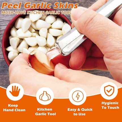 3-Piece Stainless Steel Garlic Peelers - Easy Garlic Skin Removal - Prevents Garlic Odor on Hands.