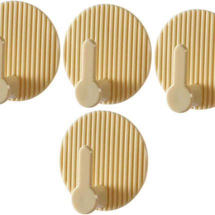 Self-Adhesive Wall Hooks 4 Pack Striped Design Beige for Bathroom Kitchen Bedroom.