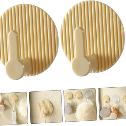 Self-Adhesive Wall Hooks 4 Pack Striped Design Beige for Bathroom Kitchen Bedroom.