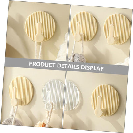 Self-Adhesive Wall Hooks 4 Pack Striped Design Beige for Bathroom Kitchen Bedroom.
