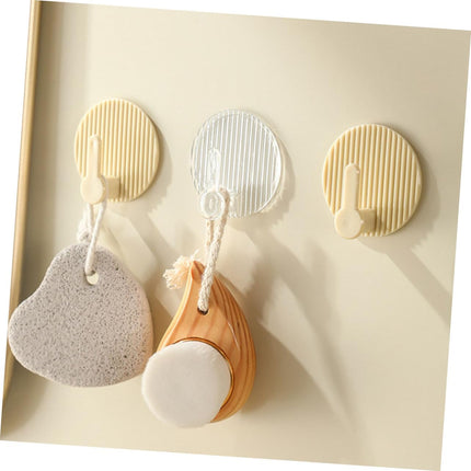 Self-Adhesive Wall Hooks 4 Pack Striped Design Beige for Bathroom Kitchen Bedroom.
